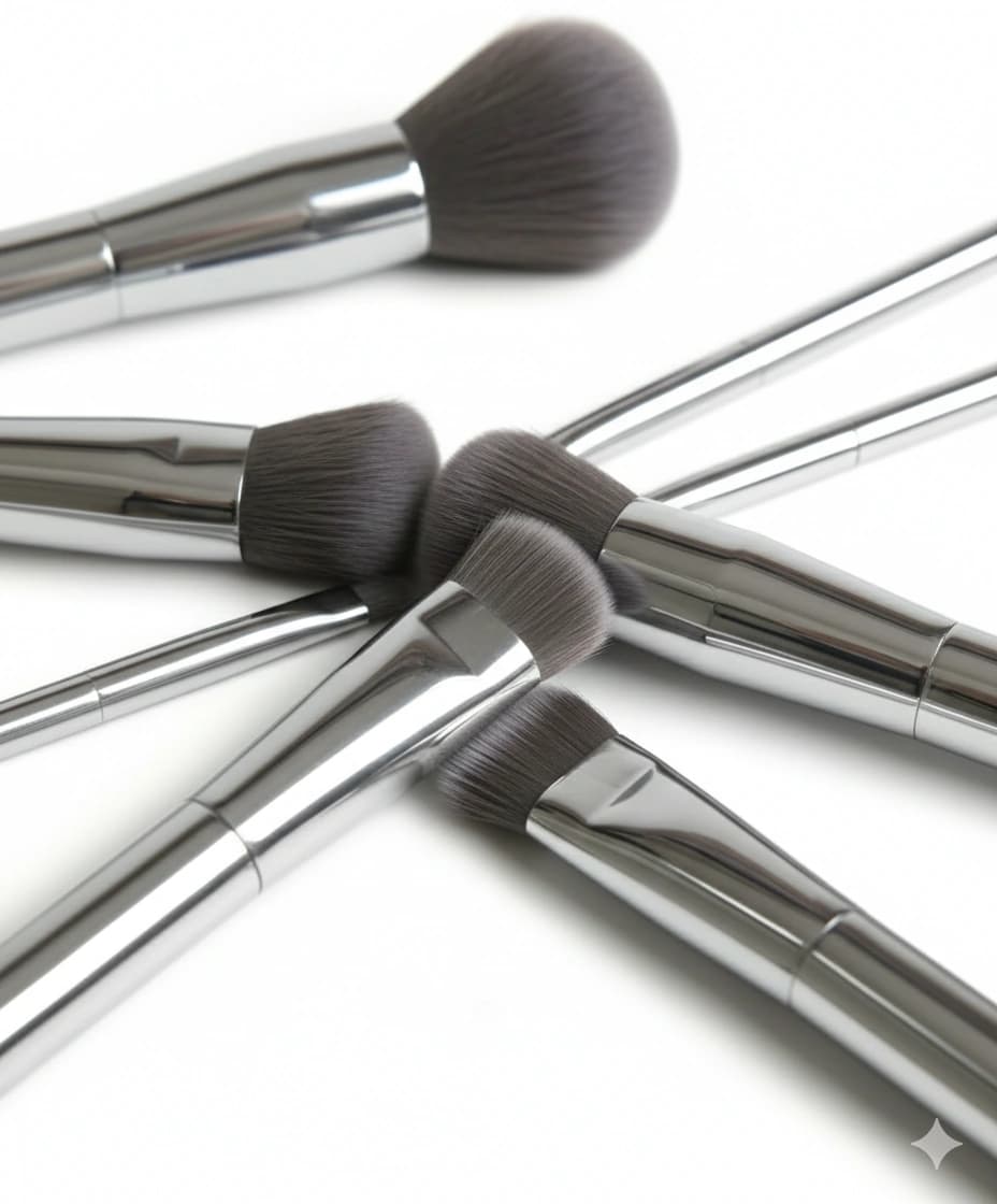 Aluminum Alloy Makeup Brush - Sleek Aluminum Alloy Finish