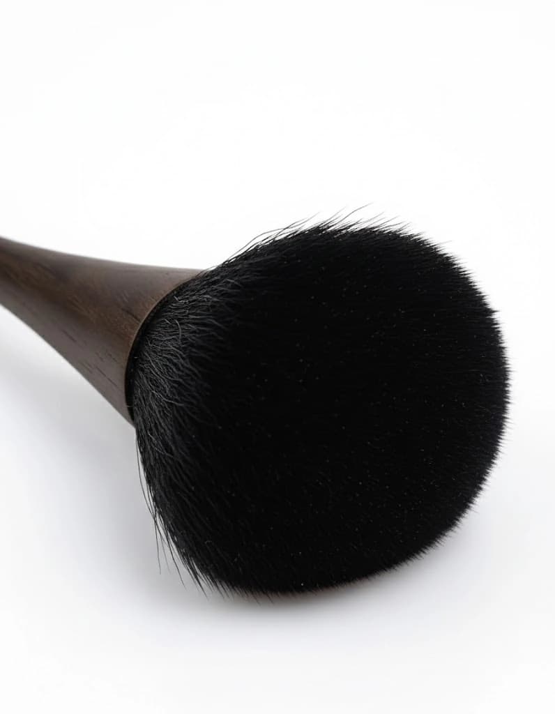 Black Loose Powder Brush - Plush High-Density Black Bristles