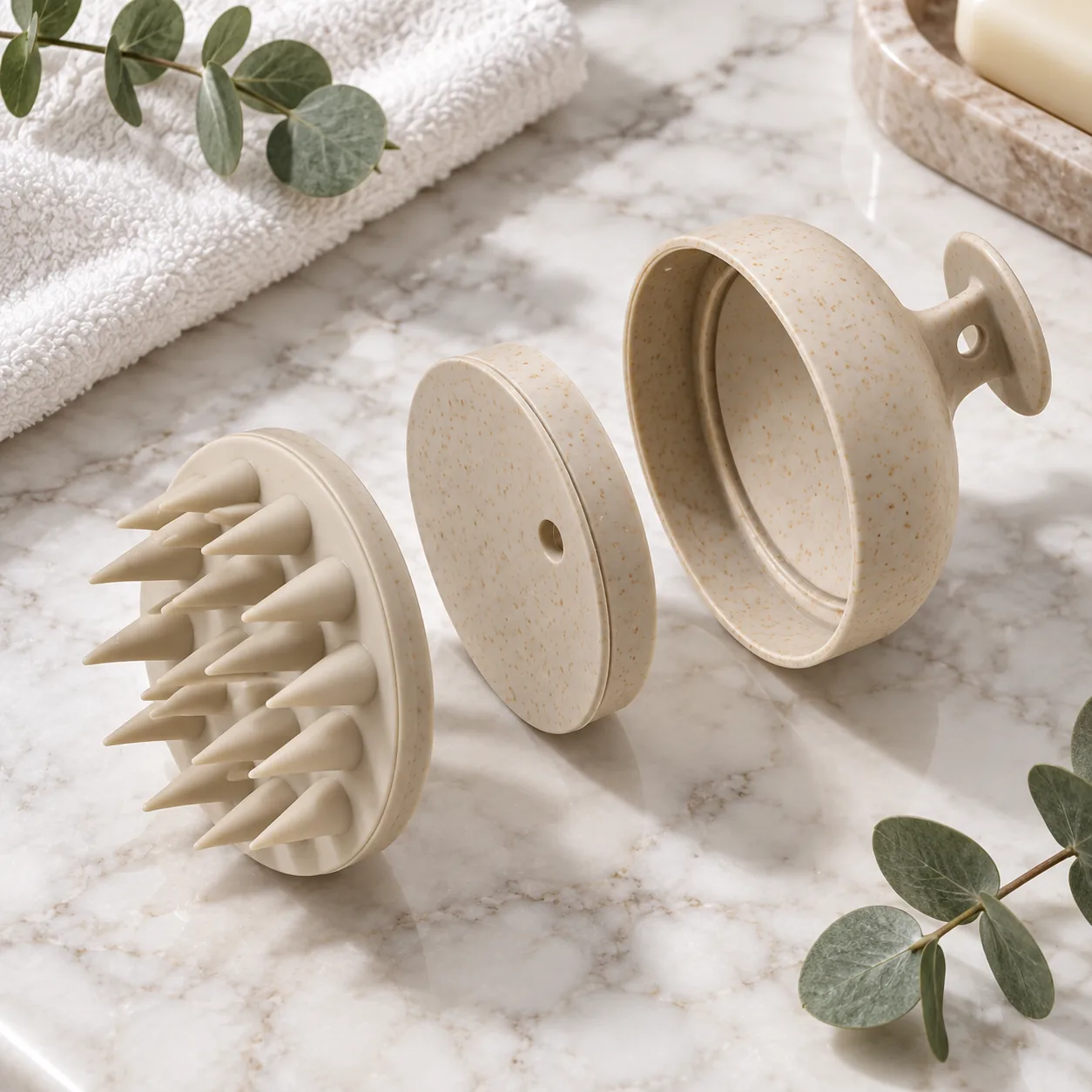 Detachable scalp massager shampoo brush components for cleaning