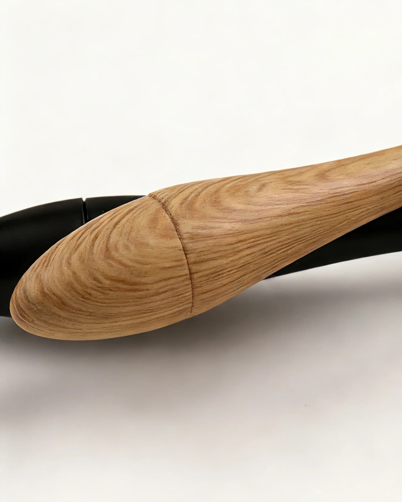 Compressed wood powder brush handle detail