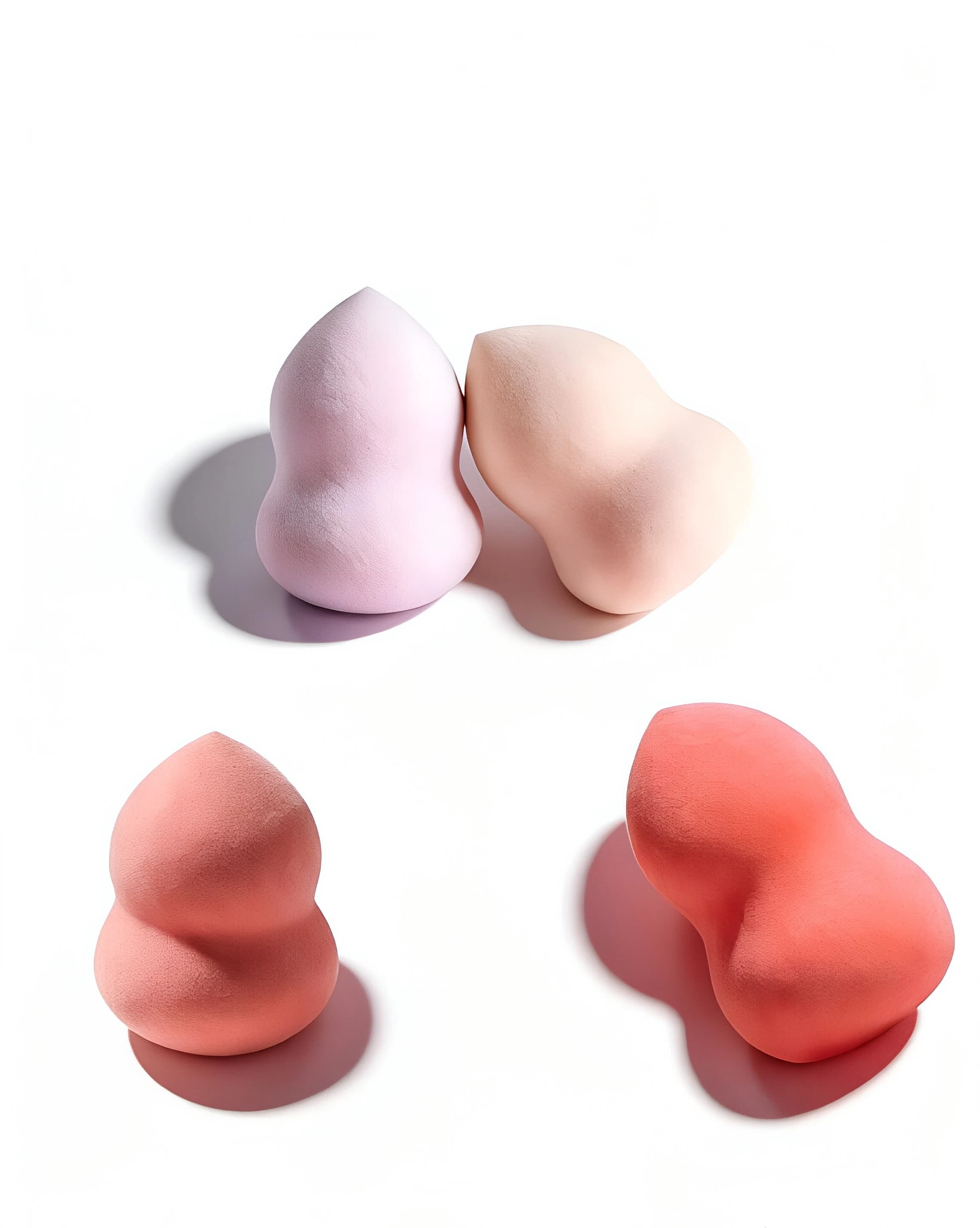 Narrowed center profile of a contoured gourd makeup sponge