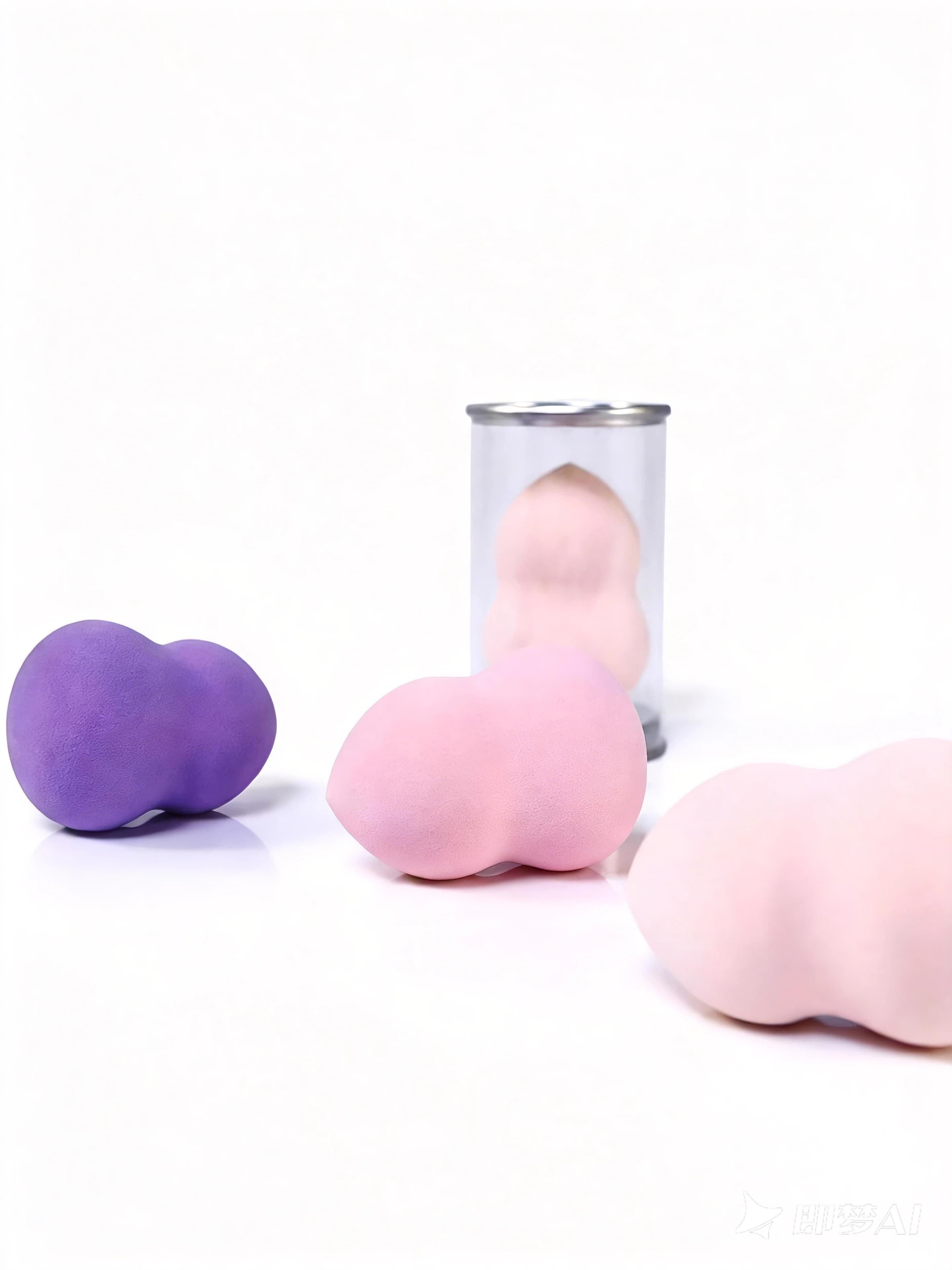 Rounded blending base of a contoured gourd makeup sponge