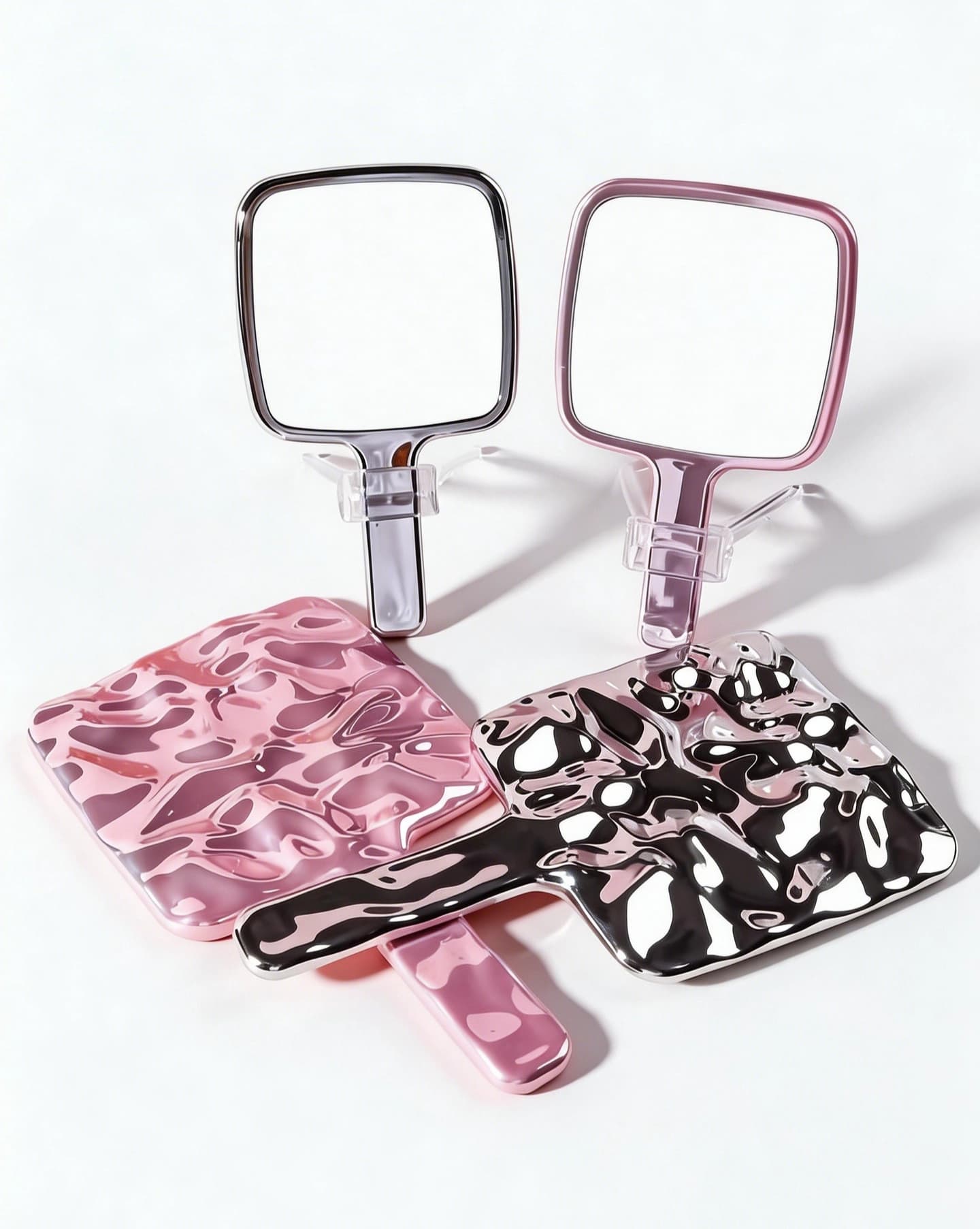 Electroplated color options and integrated handle profiles for M1 handheld mirrors