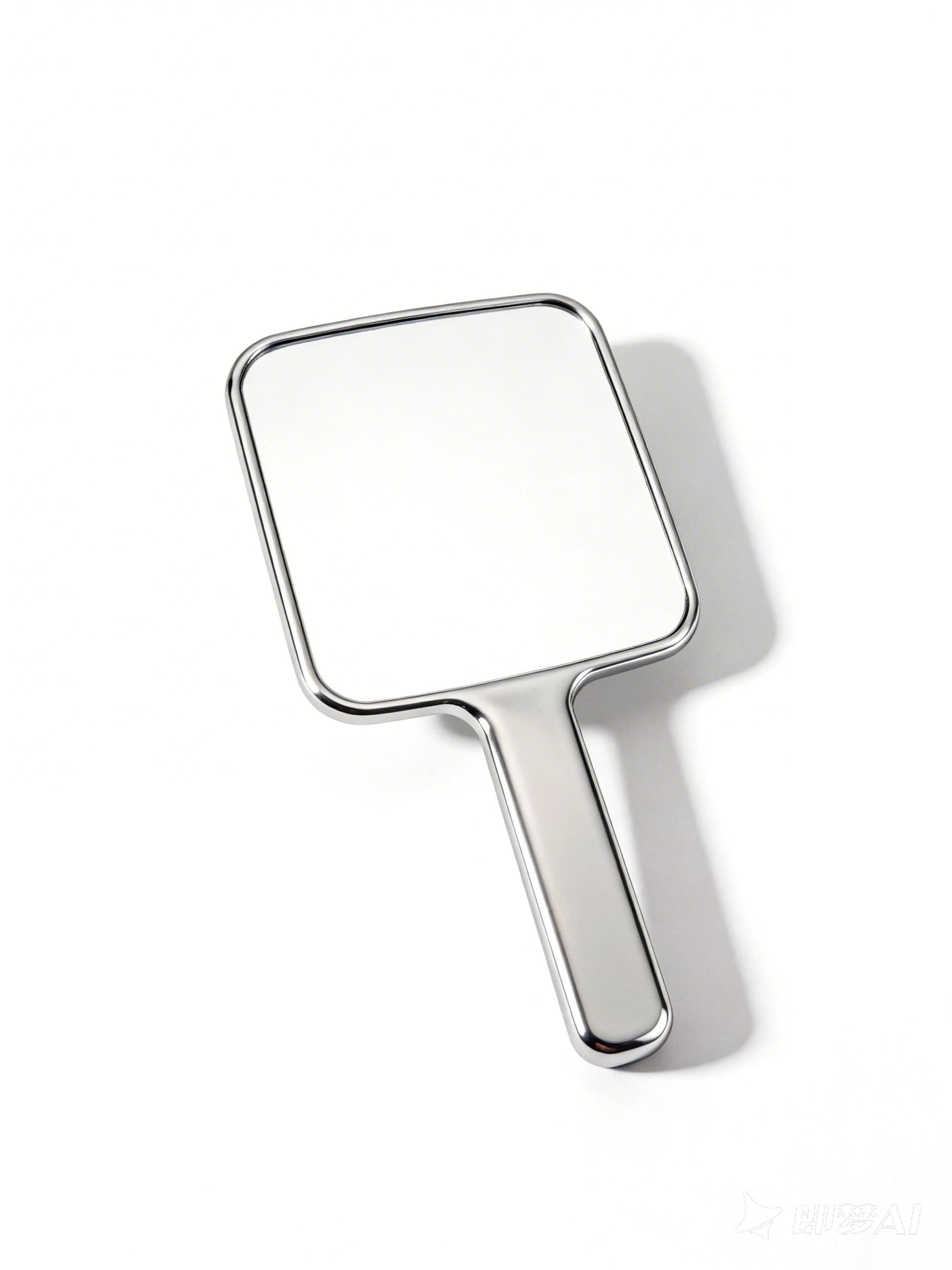 Silver electroplated M1 handheld makeup mirror front view