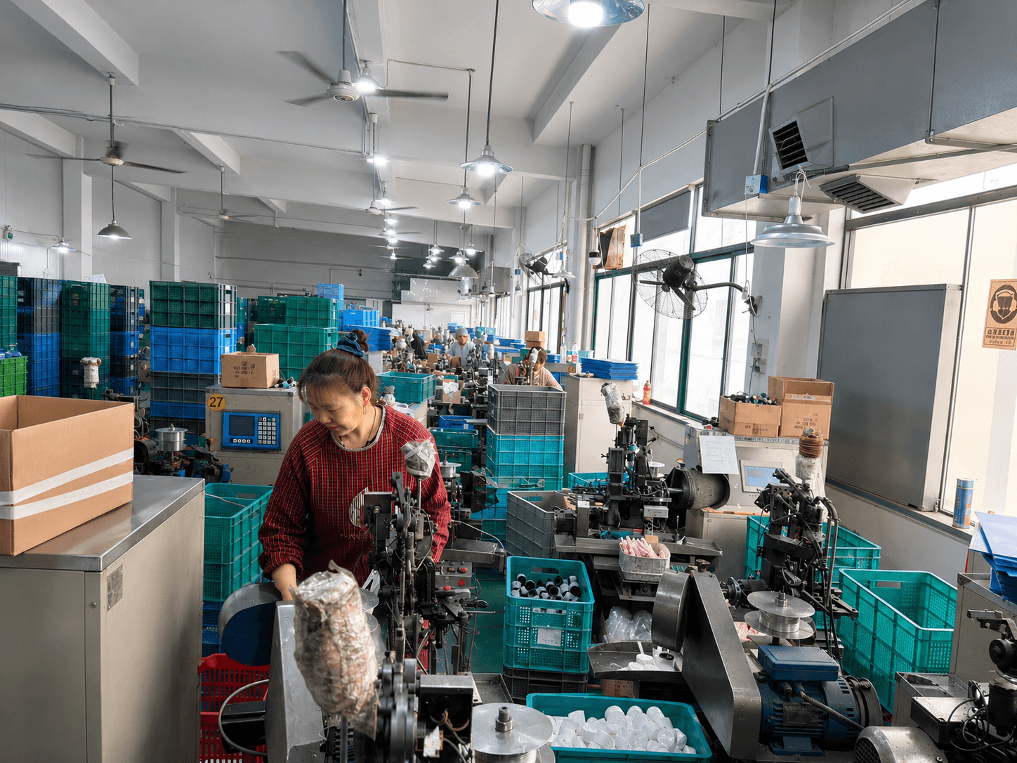 Production machinery and component workstations in the Ningbo factory