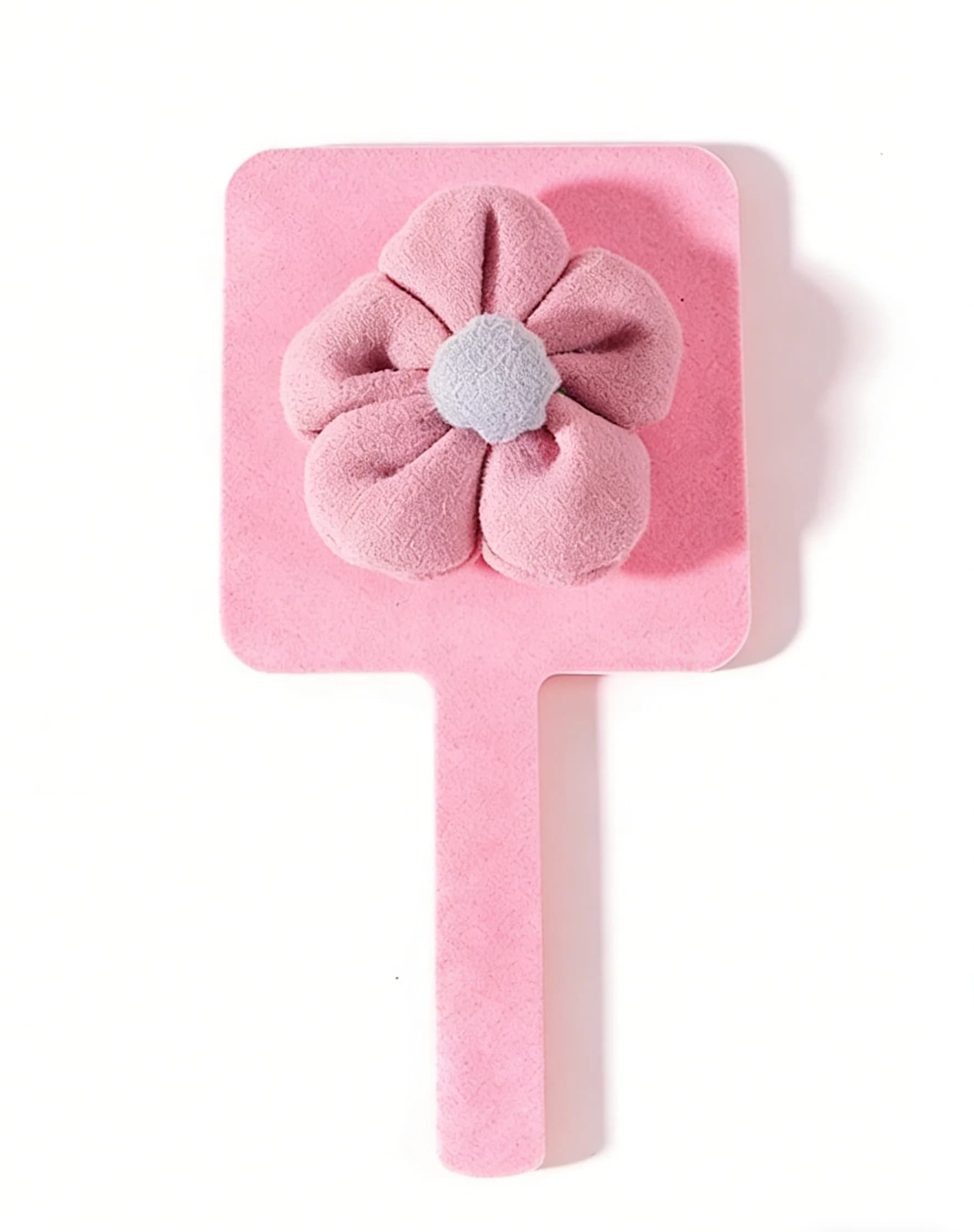 3D flower handheld makeup mirror with fabric-covered back